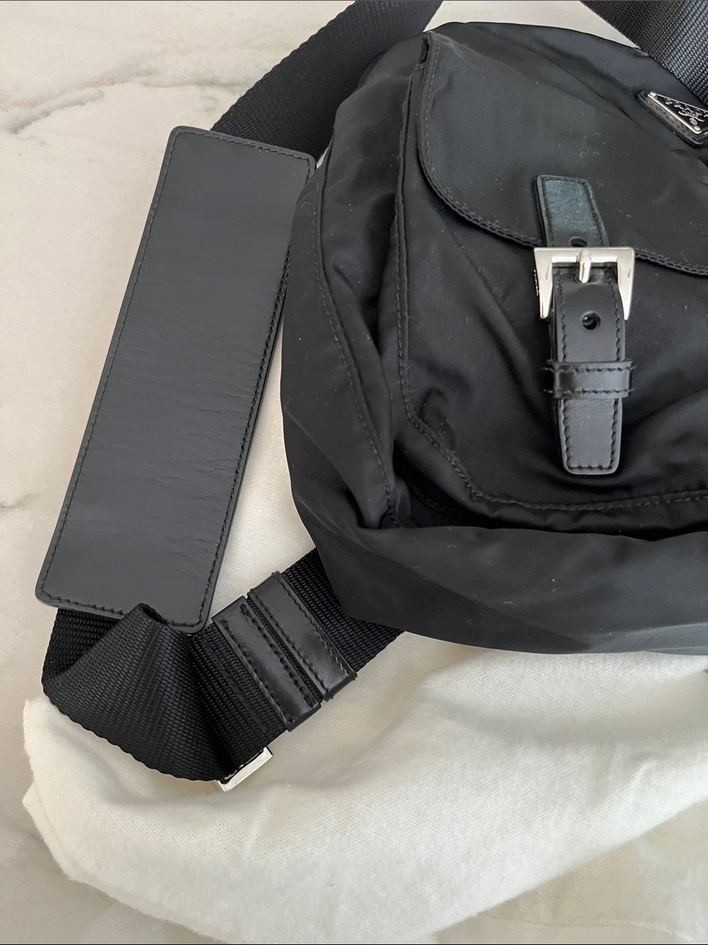 Prada Black Nylon Bandoliera Vela Messenger Bag with Front Buckle Pockets - Picture 3 of 7